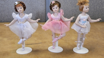 8" Porcelain Ballerina Dolls w/ Stands