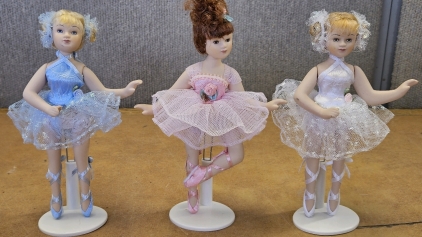 8" Porcelain Ballerina Dolls w/ stands