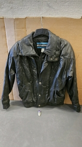 Men's Large Leather Coat, Stylized Butane Lighter