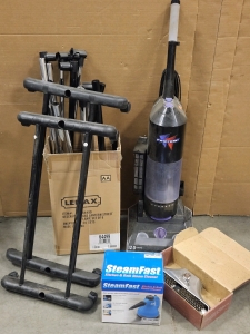 Running Vacuum, New Steamer, Kirby Floor Polisher Attachment, (2) Household Clothing Racks