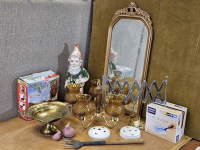 Chandelier, Wall Mirror, Brass Bowl, More