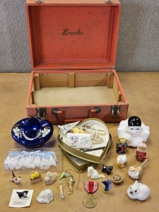 Good Conduct Medal, Clown Music Box, Trinkets, Wood Case, More