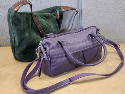 Purple Tignanello Purse, Green Shoulder Bag