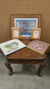 End Table, Framed Wall Decor
