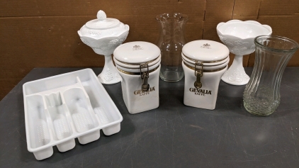 1qt Coffee Canisters, Candy Dishes, Vases, Utensil Tray