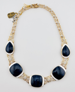 $80,135 18K Gold Sapphire & Diamond Necklace