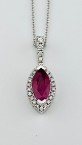 $6,950 14K White Gold Ruby & Diamond Necklace
