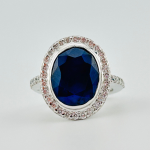 $8,100 14K White Gold Sapphire & Diamond Ring