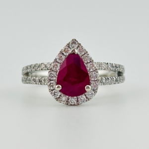 $14,930 Platinum Burmese Ruby Corundum & Diamond Ring