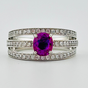 $10,200 Platinum Rare Unheated Ruby & Diamond Ring