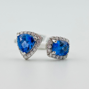 $7,675 18K White Gold Sapphire & Diamond Ring