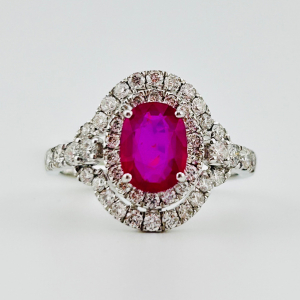 $7,800 Platinum Ruby & Diamond Ring