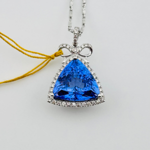 $16,880 14K White Gold Tanzanite Zoisite & Diamond Necklace