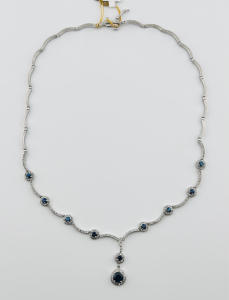 $9,620 14K White Gold Sapphire & Diamond Necklace