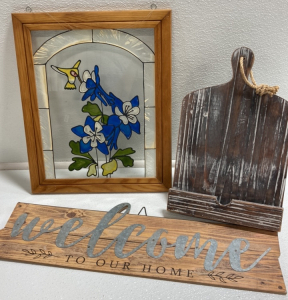 Painted Glass Picture, Cutting Board Frame, Wood Welcome Sign