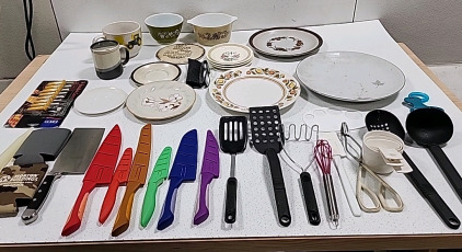 Kitchen Supplies Including Cutlery and Dish Ware