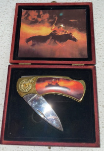 Pocket Knife With Cowboy Graphic With Matching Box