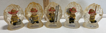 (5) Bradford Exchange Acrylic Firefighter Figurines