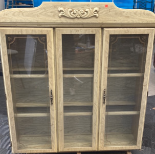 Beige Glass Hutch and Cabinet
