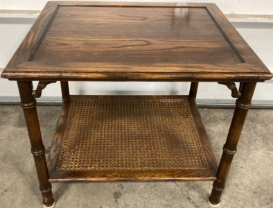 Wood and Wicker Side Table