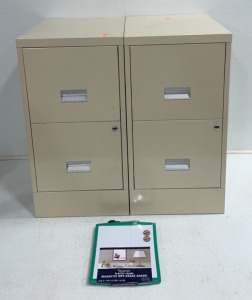 (2) Small Matching Filing Cabinets (Both Include Keys) And Small Office Whiteboard