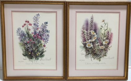 (2) Framed Signed Floral Prints