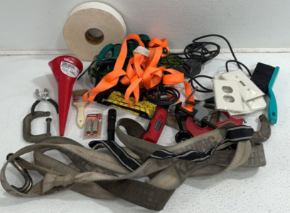 Cordless Rotary Tool, Various Straps, Outlet Covers, Brushes, Rope, Funnel, Paper Tape, Vice Grips And Much More!