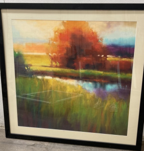 Large Framed Abstract River Print