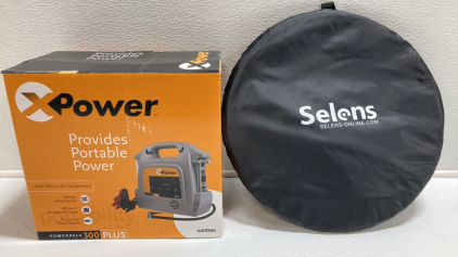 Portable Air Compressor and Jump Starter, Windshield Covers