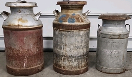 (3) Metal Dairy Containers