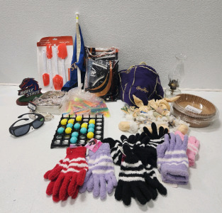 Mini Oil Lamp, Plush Gloves, Glasses, Sun Glasses, Crown Royal Bags And More!!