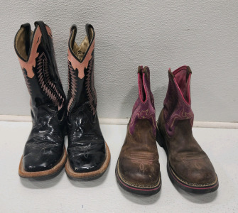 (2) Pairs Of Girls Cowboy Boots