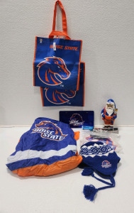 Boise State Poncho, Reusable Bags, Winter Hat, Lisence Plate, Car Magnet And Santa Claus