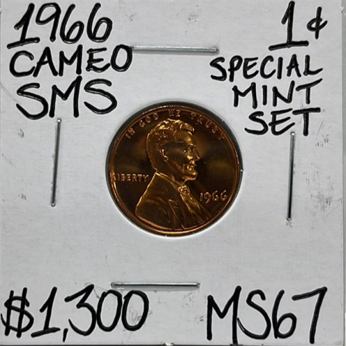 (1) 1966 MS67 Gem Cameo SMS Mint Set Penny Carded