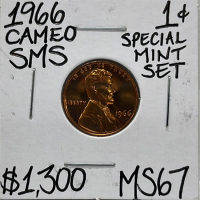 (1) 1966 MS67 Gem Cameo SMS Mint Set Penny Carded