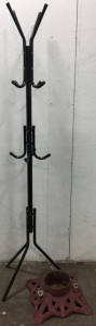 Iron Christmas Tree Stand, Black Coat Rack