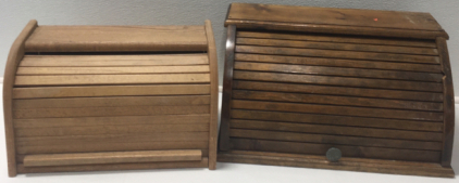 (2) Wooden Bread Boxes