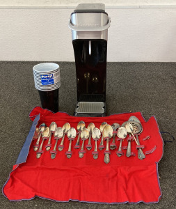 Cuisinart Carbonation System, Silver Spoons With Case, (14) Plastic Tumblers