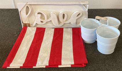Love Sign, 3-Pot Flower Pots, Cloth American Flag