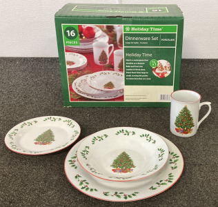 Holiday Time 16-Piece Christmas Dinnerware Set