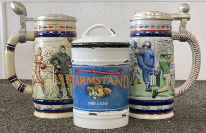 Vintage Avon Steins And Candle Jar