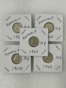 Vintage Roosevelt Dimes: 1964/ 1964 D