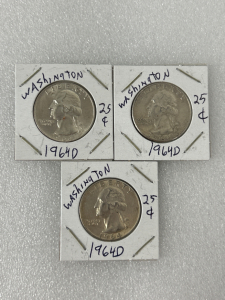 (3) Vintage Quarters: 1964 D