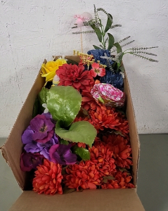 Box of Artificial Flowers