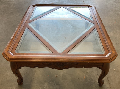 Beautiful Wooden Coffee Table With Glass Inserts