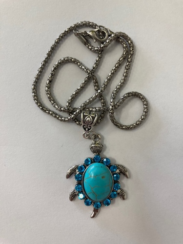 Turquoise And Gemstone Turtle Necklace