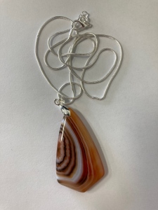 Orange And White Striped Agate Gemstone Necklace