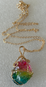 Beautiful Multicolored Wrapped Stone Necklace