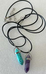(2) Beautiful Hexagonal Shaped Stone Necklaces