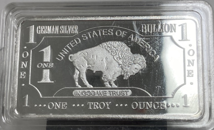 One Troy Ounce .999 Fine German Silver Bar- Unverified